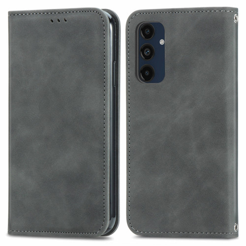 Samsung Galaxy A16 5G Retro Skin Feel Magnetic Leather Phone Case - Gray